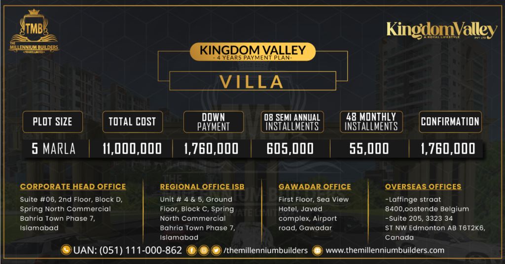 5 Marla Kingdom Villas Payment Plan